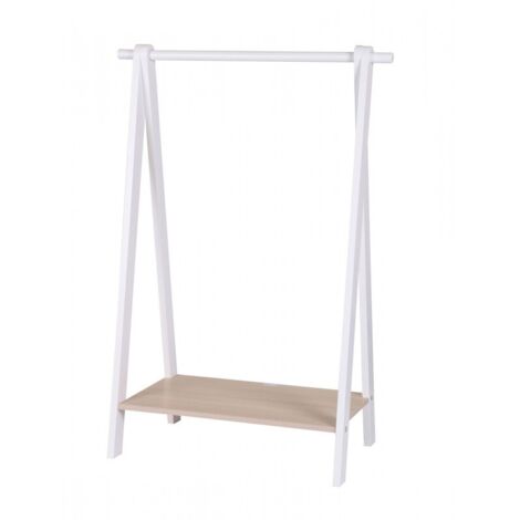 Penderie trepied JUDY WILD DREAM - 100 x 70 x P 38 cm - Blanc et bois - Livraison gratuite