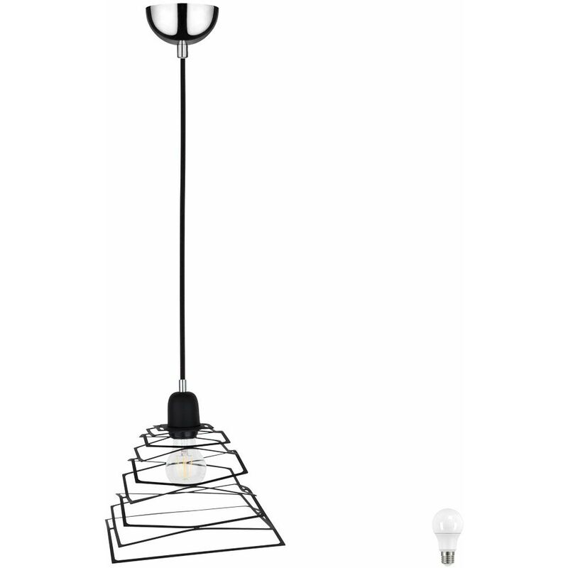 Image of Lampada a sospensione lampada a sospensione lampada a sospensione lampada da sala da pranzo, altezza regolabile industriale metallo nero, led 10W