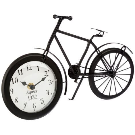 Pendule à Poser "Vélo" 28cm Noir