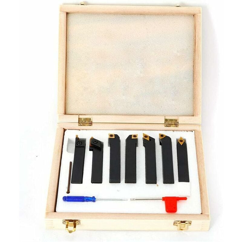 Gojoy - Lot de 7 burins de tournage cnc en métal dur 16 mm avec embouts en carbure