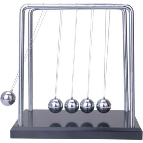 Pendule de Newton Grand Format avec Base Noire Carrée, Décoration de Bureau et Jouet Scientifique Équilibre