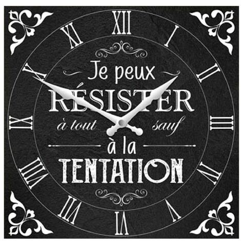 Pendule en bois Citation 28 cm