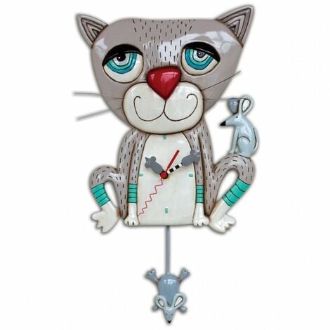 ENESCO Pendule en forme Allen Chat