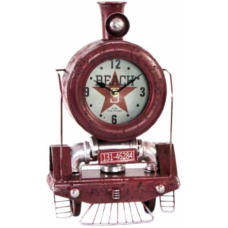 Pendule en métal Rouge forme ancienne Locomotive
