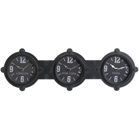 Pendule Fer Verre 58X6,5X18 Noir