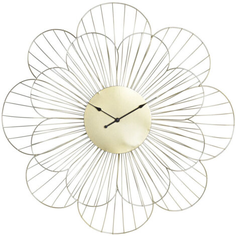 Pendule Métal 57X4X57 Fleur Doré