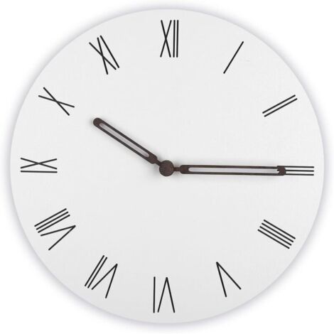Pendule Murale en Bois, Horloge Ronde Silencieuse, Horloge Murale Mince Moderne, Basics Horloge Murale Traditionnelle, Décoration pour Chambre, Salon, Bureau (30cm, Épaisseur 5mm-Blanc)