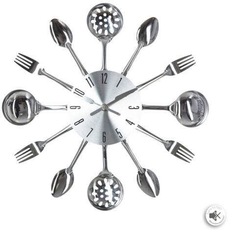 Pendule murale en métal déco cuisine D 38 cm - Atmosphera