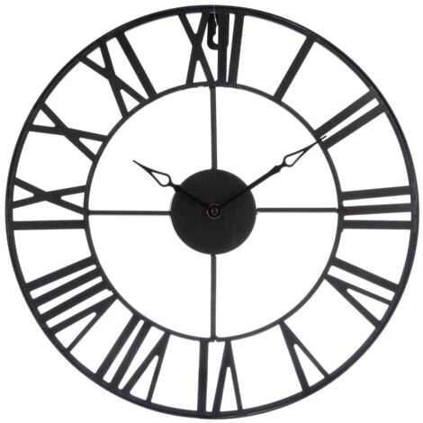 ATMOSPHERA Horloge murale vintage - D 36.5 cm - Noir - Livraison gratuite