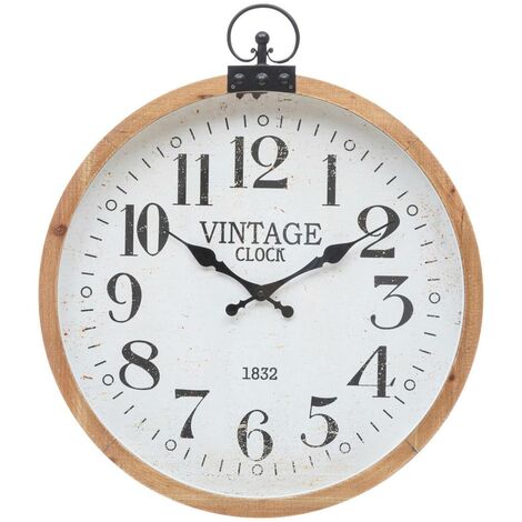 Pendule murale forme gousset esprit Vintage D 57 cm - Atmosphera