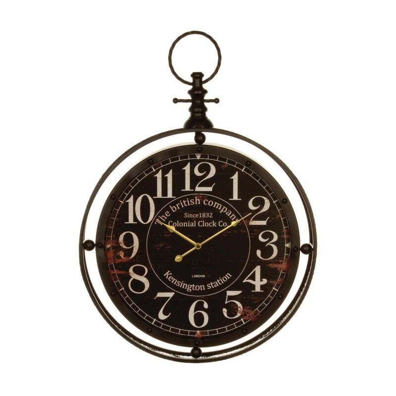 Pendule Murale Métal 'Gousset' 60cm Noir