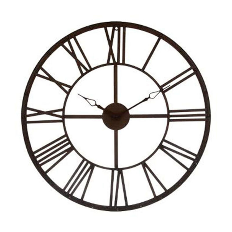 Pendule Murale Métal 'Vintage' 70cm Marron