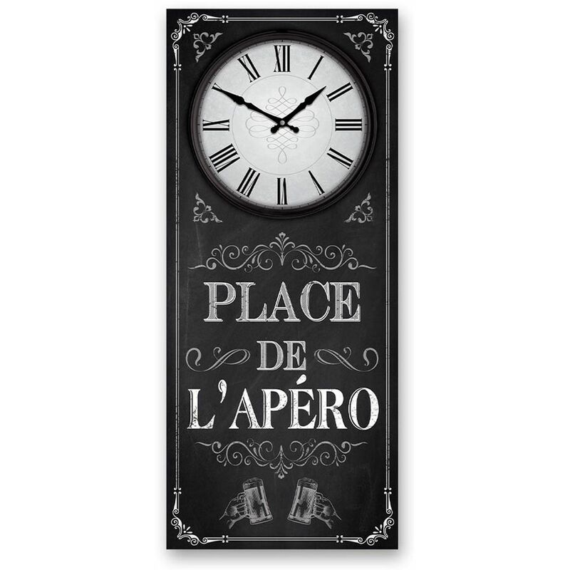 Sud Trading - Pendule rectangulaire Place de L'apéro 70 cm