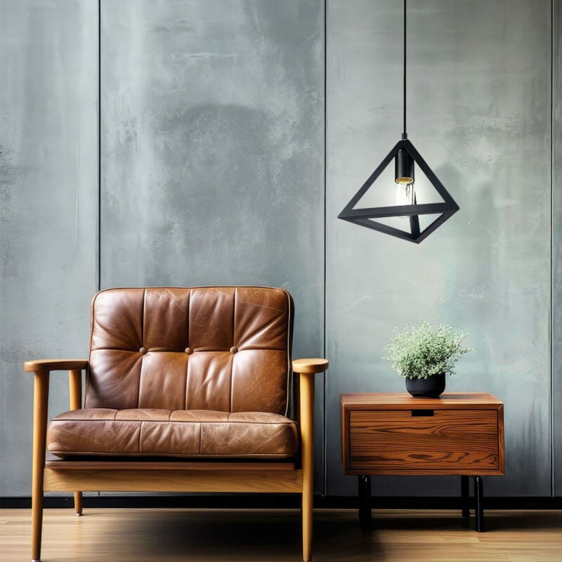 Pendule rétro luminaire suspendu salon plafonnier cage noire éclairage design E27 V-TAC 3832