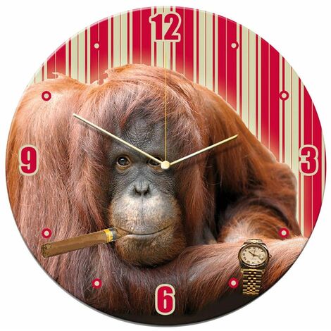 Pendule ronde verre Singe