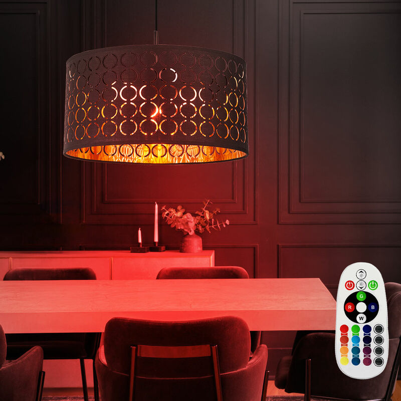 

Lámpara de techo de péndulo Lámpara de techo de tela colgante para dormitorio DIMMER en un juego que incluye bombillas LED RGB
