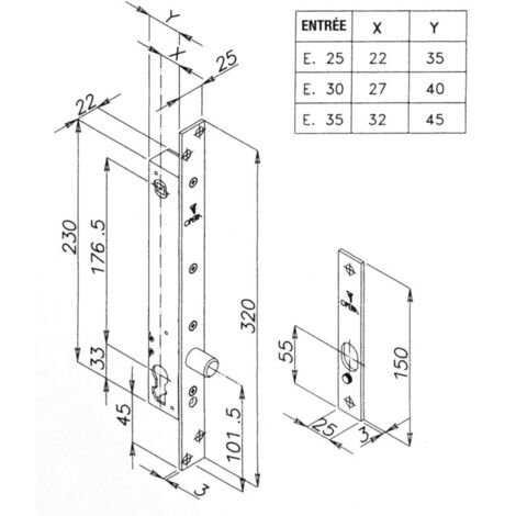 Pêne piston rotatif rond PRIMABASE en acier OPERA 25800 30