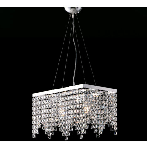 Penelope Suspension En Laiton Et Fer Chromé 2 Lumières Avec Strass L.48X30 Bl31-2-Cr