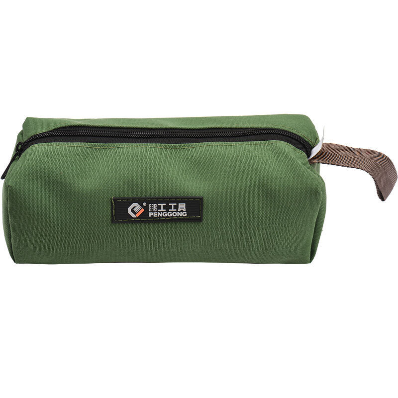 Penggong - Tool Storage Bag Canvas Zipper Pouch Hand Strap Tool Bag Electrician Woodworking Toolbag Organizer - Army green,168-1 s