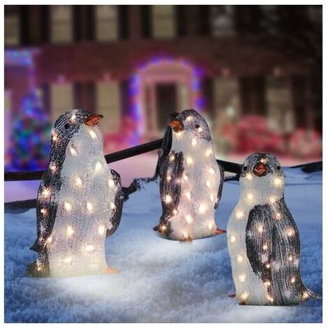 Penguin Christmas Light 3 pezzi 20 LED luci natalizie da giardino impermeabili giallo caldo arredamento per interni ed esterni