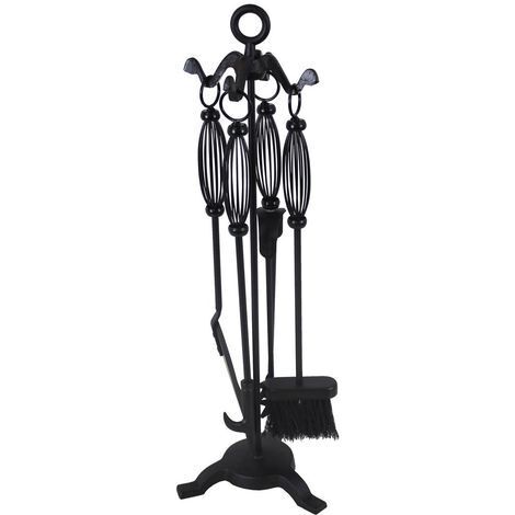Penine Black Iron Fireside Fire Tools, 5 Piece Companion Set