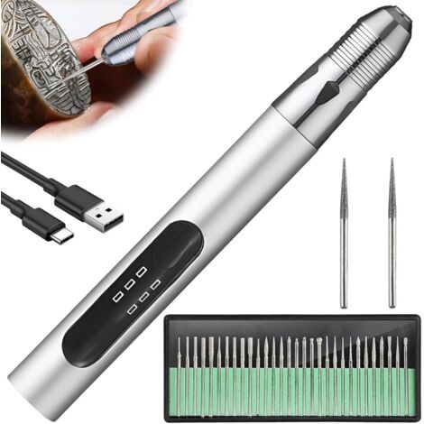 Penna per incisione elettrica: kit di utensili per incisione ricaricabile, mini utensile per incisione con accessori per incisione, penna per incisione, penna per incisione rotativa, penna per incisio