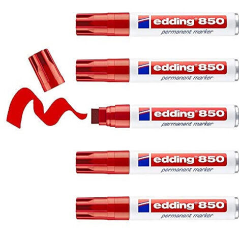 Penna permanente Edding 850 rossa, confezione da 5 pezzi