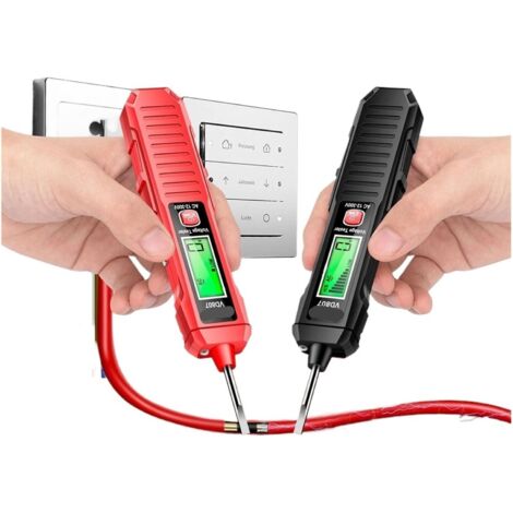Penna tester di induzione intelligente VD807, tensione CA 12-300 V, sensore NCV, rilevatore di cavi 50/60, strumento professionale per elettricisti (VD807 nero)