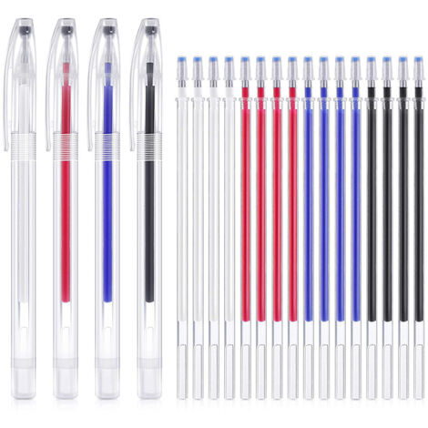 Pennarelli cancellabili a caldo, pennarelli per tessuti a 4 colori con 16 ricariche, pennarelli cancellabili a caldo intercambiabili per quilting, cucito, sartoria, tessuti