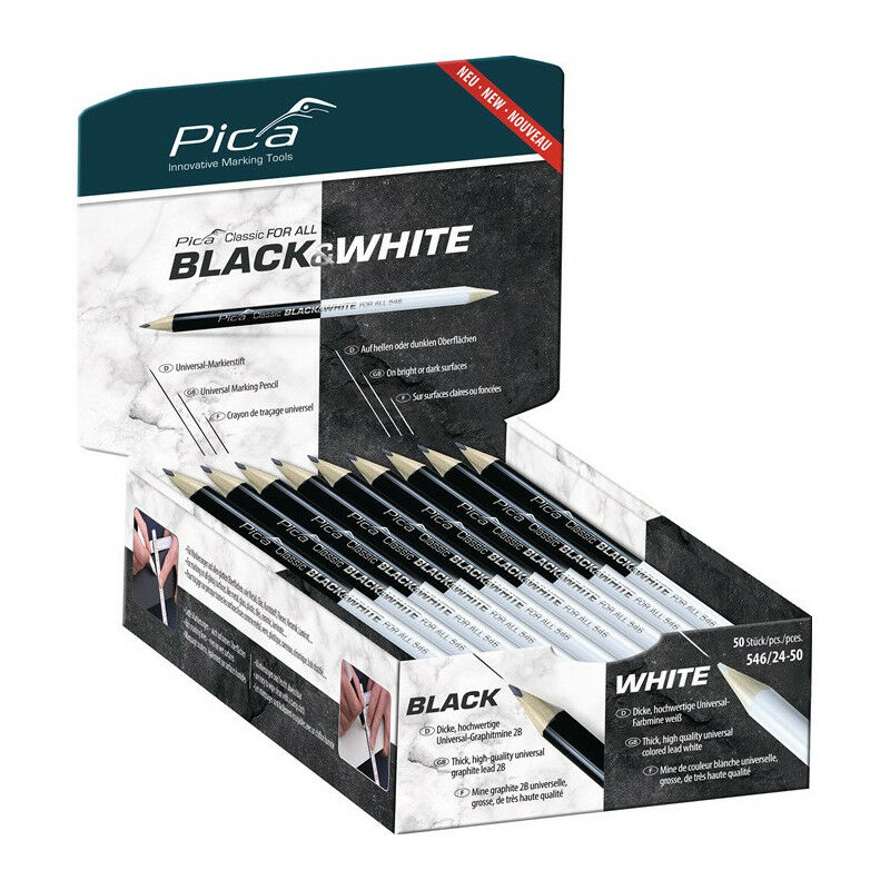 Pennarello Classic FOR ALL Black & White L.24cm 2B affilato su entrambi i lati PICA (Per 50)