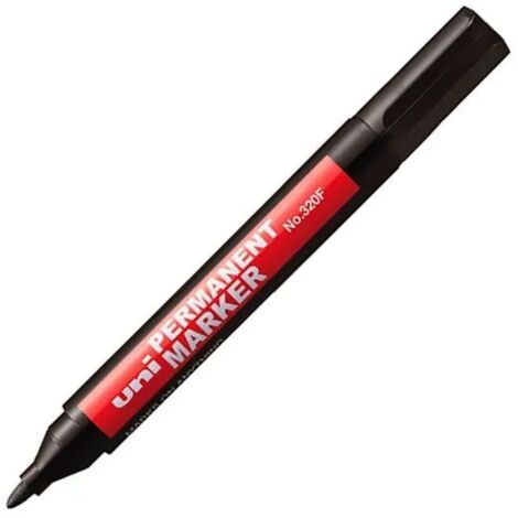 Pennarello indelebile UNI 320 F rotondo nero, confezione da 12 pezzi