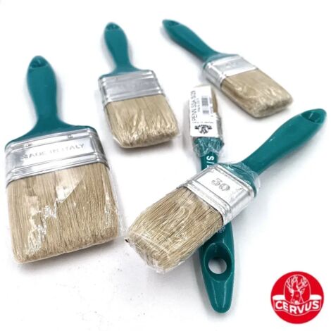 PENNELLI IN SETOLA BIONDA CON MANICO PLASTICA  LARGHEZZA SETOLA 30 MM