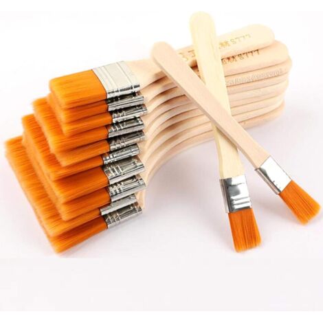 Pennelli piatti con manico in legno, grandi pennelli piatti per pittura acrilica, pennelli piatti professionali per pittura acrilica, pennelli in nylon per pittura e pulizia di pareti (12 pezzi)