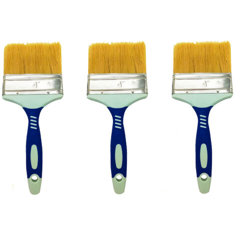Pennelli Pittura Set 3PZ 4" Manico In Gomma Setole Sintetiche Verniciare Smalto