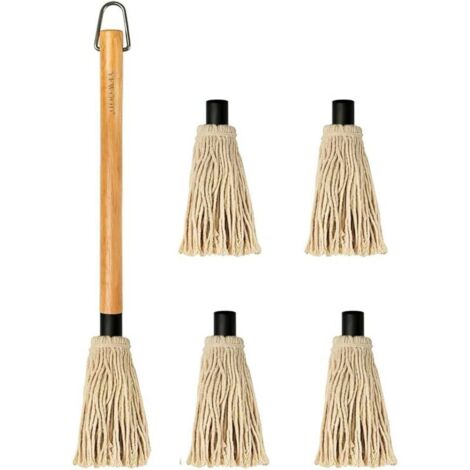 Pennello da barbecue da 45,7 cm, con lungo manico in legno e 4 testine di ricambio per grigliare, cuocere alla brace e affumicare bistecche.