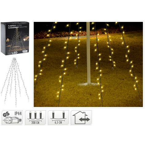 PENNONE 192LED ALTEZZA 208 CM CON 6 PALI METALLO LUCE CALDA