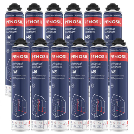 Penosil – Lot de 12 mousses polyuréthanes expansives 690ml – Pistolables pour joints et isolation thermique – Adhérence sur bois, béton, métal