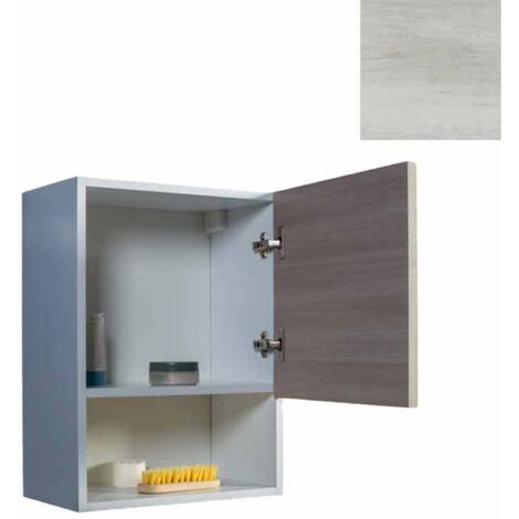 Pensile Bagno Lavanderia con 1 Anta e Vano a Giorno 43x27x58 cm in Nobilitato Olmo Bianco