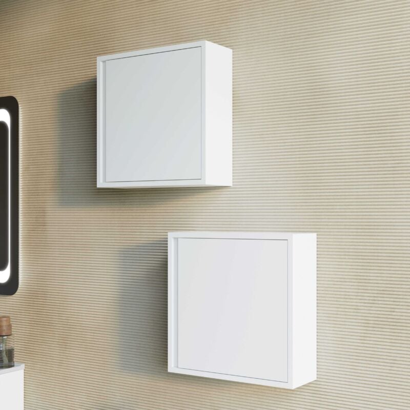 Kiamami Valentina - Meuble Suspendu De Salle De Bain 39Cm Avec Porte Réversible Blanc Mat Monaco