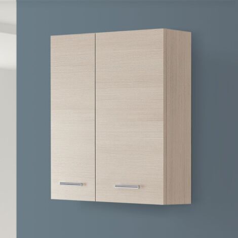 Pensile bagno sospeso 60 cm larice con ante e ripiano interno Desya
