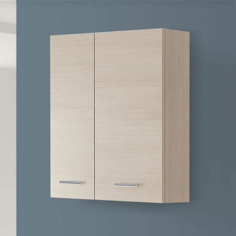 Pensile bagno sospeso 60 cm larice con ante e ripiano interno Desya