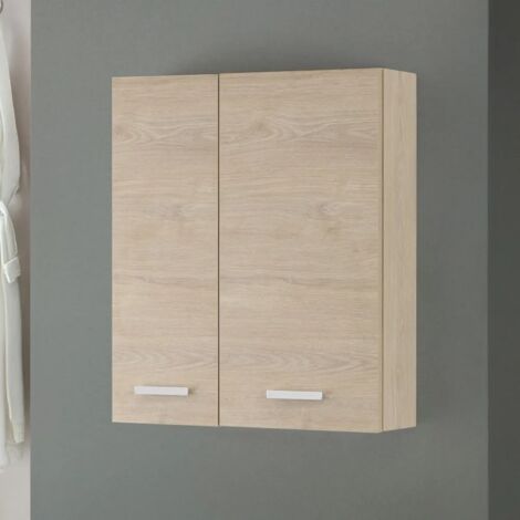 Pensile bagno sospeso 60 cm rovere dolomite con ante e ripiano interno Desya