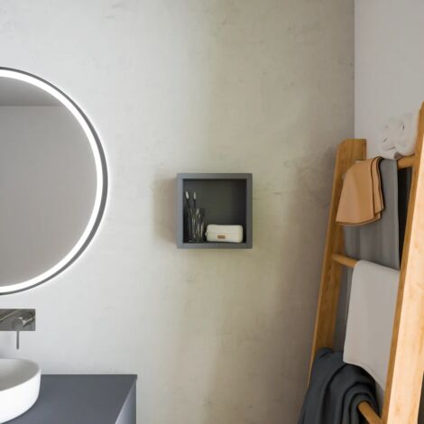 Pensile Bagno Sospeso a Giorno 25x25cm Color Grigio Opaco Mod. Ardenne