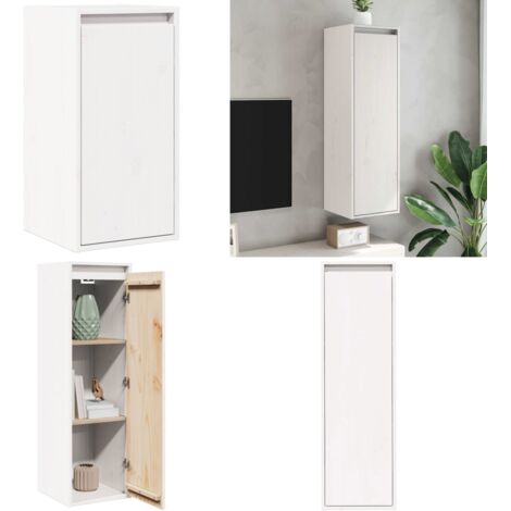 Pensile Bianco 30x30x100 cm in Legno Massello di Pino - Mobile TV - Arredamento decorativo