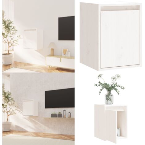 Pensile Bianco 30x30x40 cm in Legno Massello di Pino - Mobile in legno - Arredamento in legno