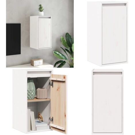 Pensile Bianco 30x30x60 cm in Legno Massello di Pino - Mobile TV - Arredamento