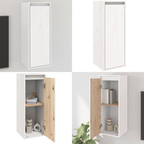 Pensile Bianco 30x30x80 cm in Legno Massello di Pino - Mobile tv - Arredamento