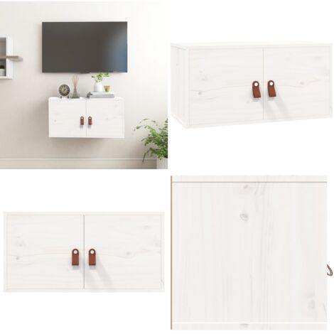 Pensile Bianco 60x30x30 cm in Legno Massello di Pino - Mobile da parete - Arredamento in legno