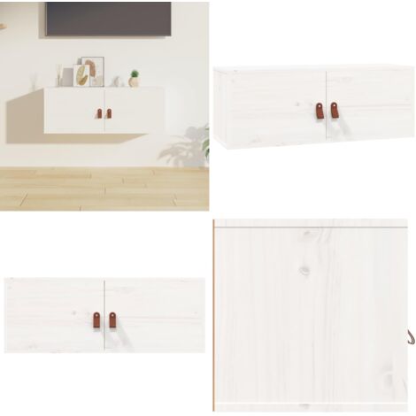 Pensile Bianco 80x30x30 cm in Legno Massello di Pino - Mobile da parete - Arredamento in legno