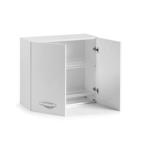 Pensile colapiatti cucina 80x32x72 cm in legno bianco frassinato - Foligno